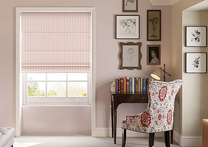 Lace Stripes, Coral - Motorised Roman Blind - Image 3